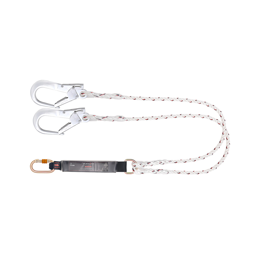 FULL BODY HARNESS WITH TWO CHEST D-RINGS "CLASS L" PERMANENTLY ATTACHED 2 MTR. ENERGY ABSORBING FORKED POLYAMIDE ROPE LANYARD WITH TWO SCAFFOLDING HOOK PN 131 FULL BODY HARNESS WITH TWO CHEST D-RINGS "CLASS L" PERMANENTLY ATTACHED 2 MTR. ENERGY ABSORBING FORKED POLYAMIDE ROPE LANYARD WITH TWO SCAFFOLDING HOOK PN 131